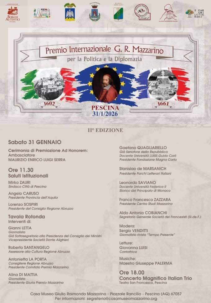 Premio Internazionale Mazzarino per la Politica e la Diplomazia all’Immortel Maurizio Serra