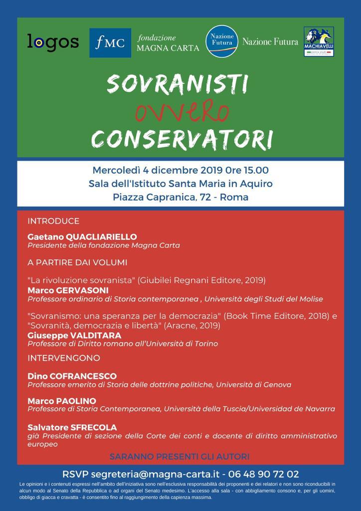 Sovranisti ovvero conservatori: convegno della Fondazione Magna Carta